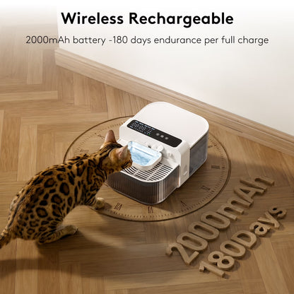 No-Filter Wireless Cat Water Fountain, 3.5L Stainless Steel Pet Fountain for Cats & Dogs – Wastewater Separation, Auto Refill, Ultra-Quiet 2000Mah Battery, Indoor Smart Water Dispenser