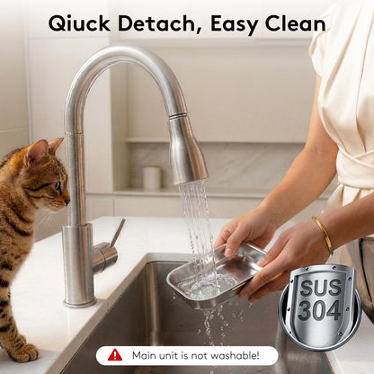 No-Filter Wireless Cat Water Fountain, 3.5L Stainless Steel Pet Fountain for Cats & Dogs – Wastewater Separation, Auto Refill, Ultra-Quiet 2000Mah Battery, Indoor Smart Water Dispenser